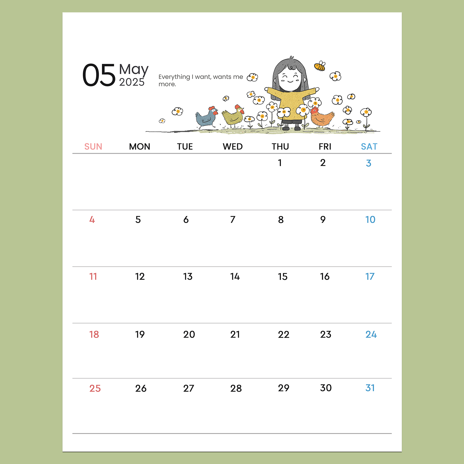 2025 Calendar Printable - Cute Minimal Planner with Illustration and Quotes - Image 9