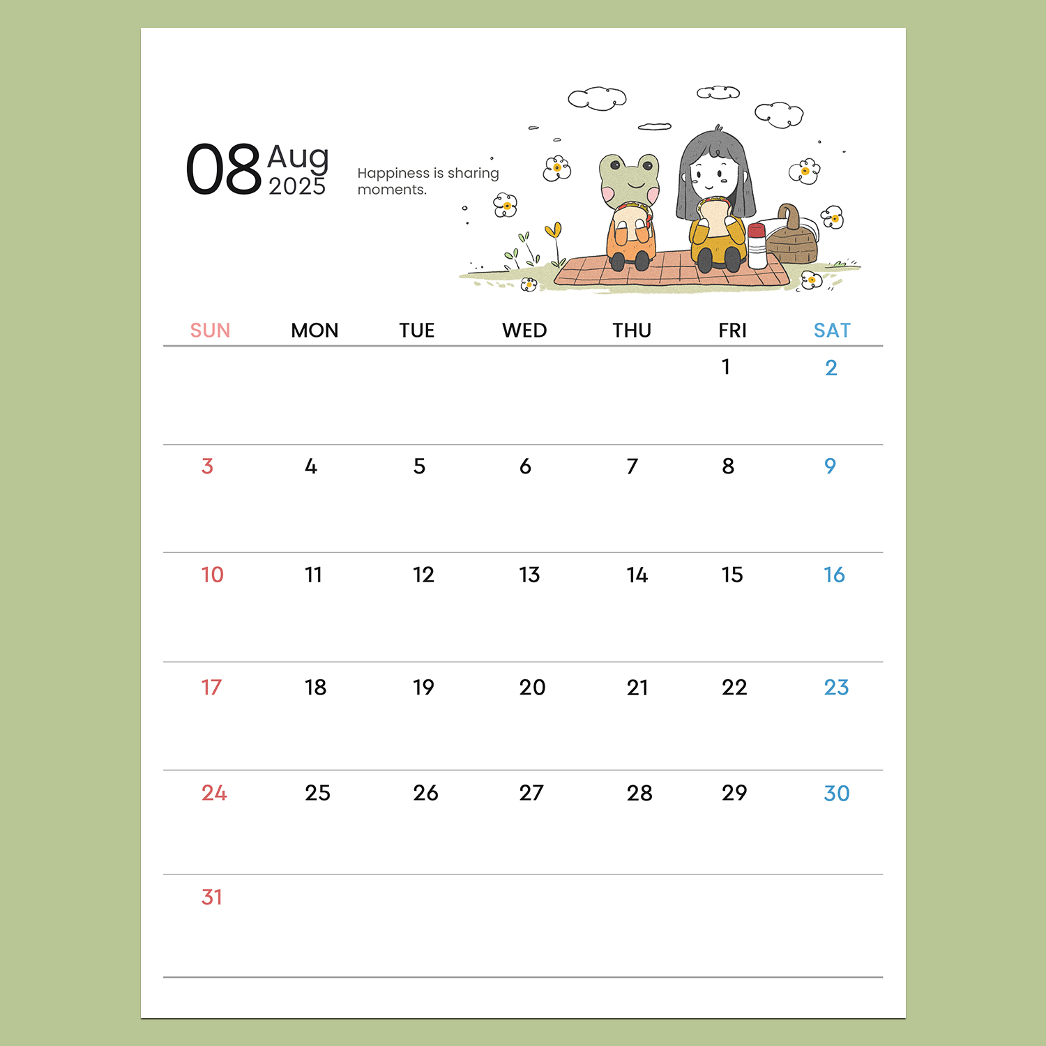 2025 Calendar Printable - Cute Minimal Planner with Illustration and Quotes - Image 12